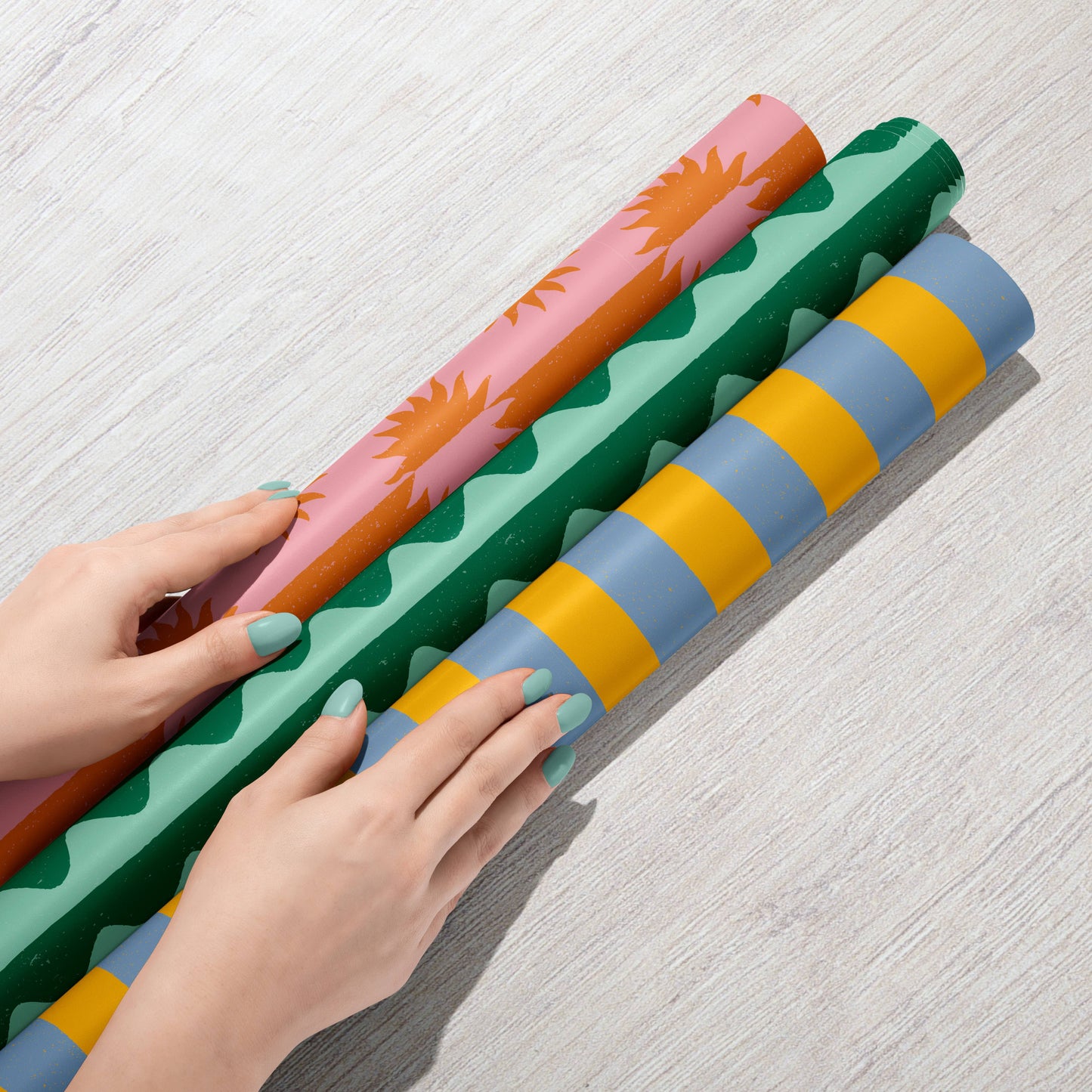 Bird & Co Studio - Rise & Set Sunshine Stripe | Recycled Gift Wrap Paper