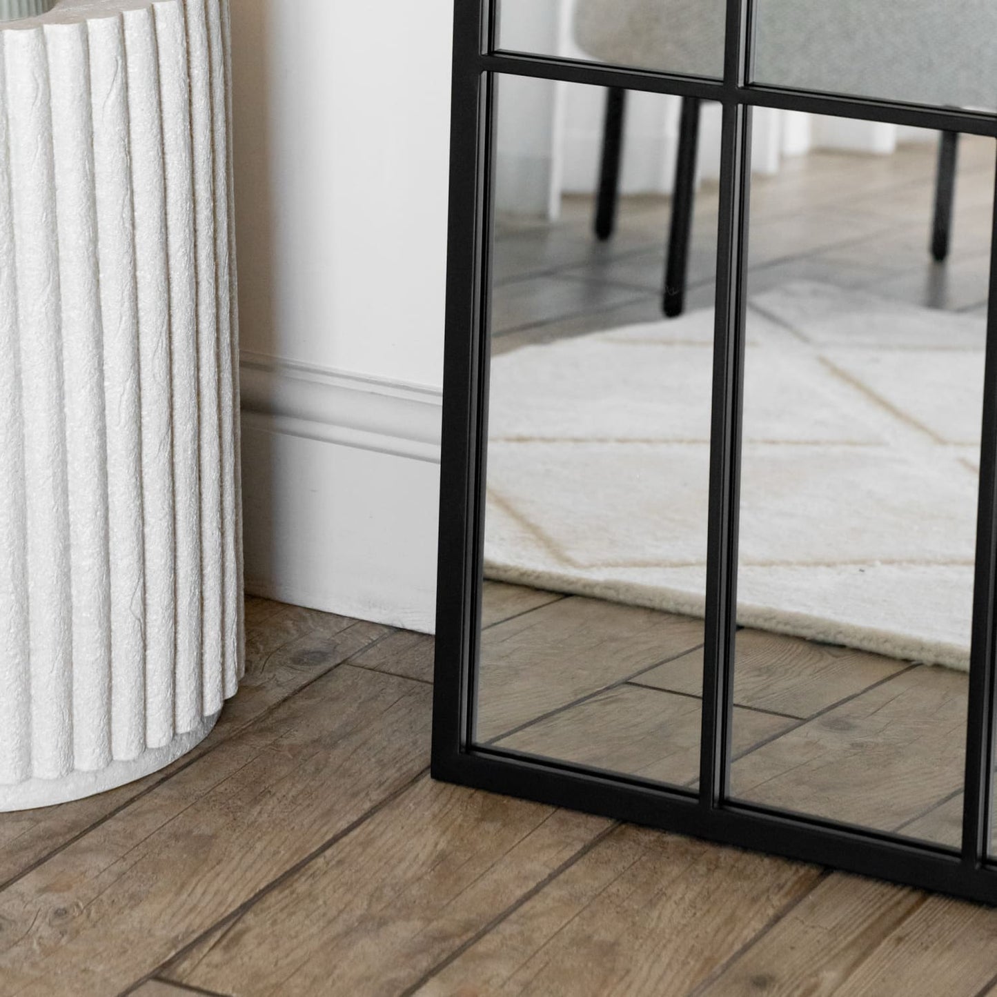 Tomi - Full Length Black Metal Arched Lattice Window Mirror - 180cm x 90cm-1