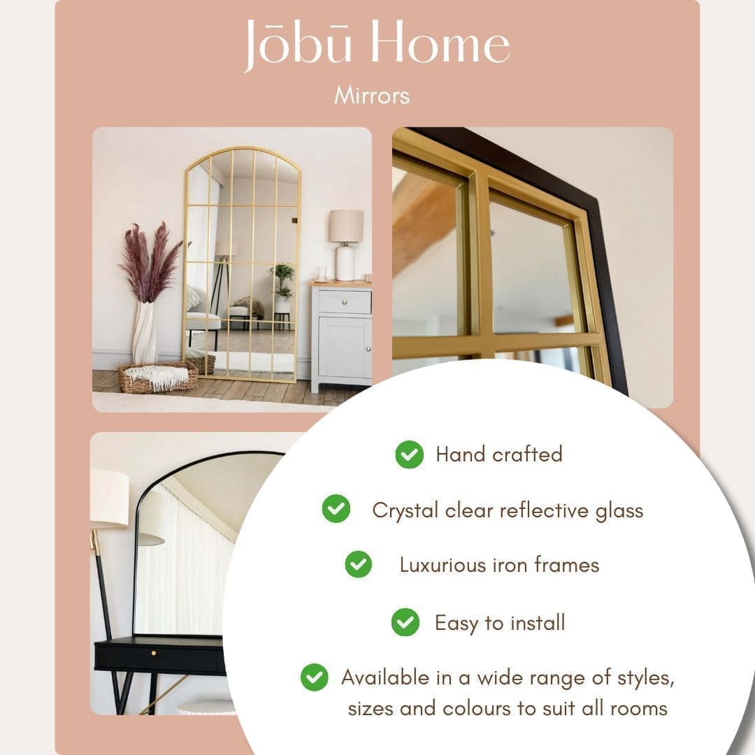 Tomi - Gold Metal Arched Lattice Window Mirror - 95cm x 120cm.-4