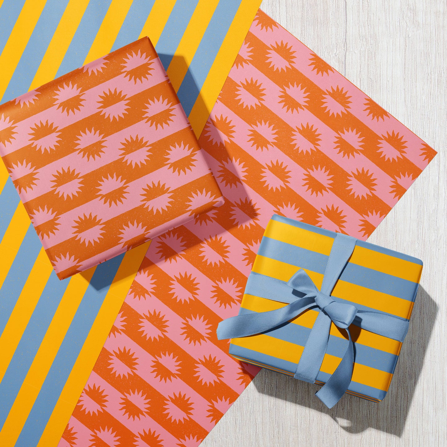 Bird & Co Studio - Rise & Set Sunshine Stripe | Recycled Gift Wrap Paper