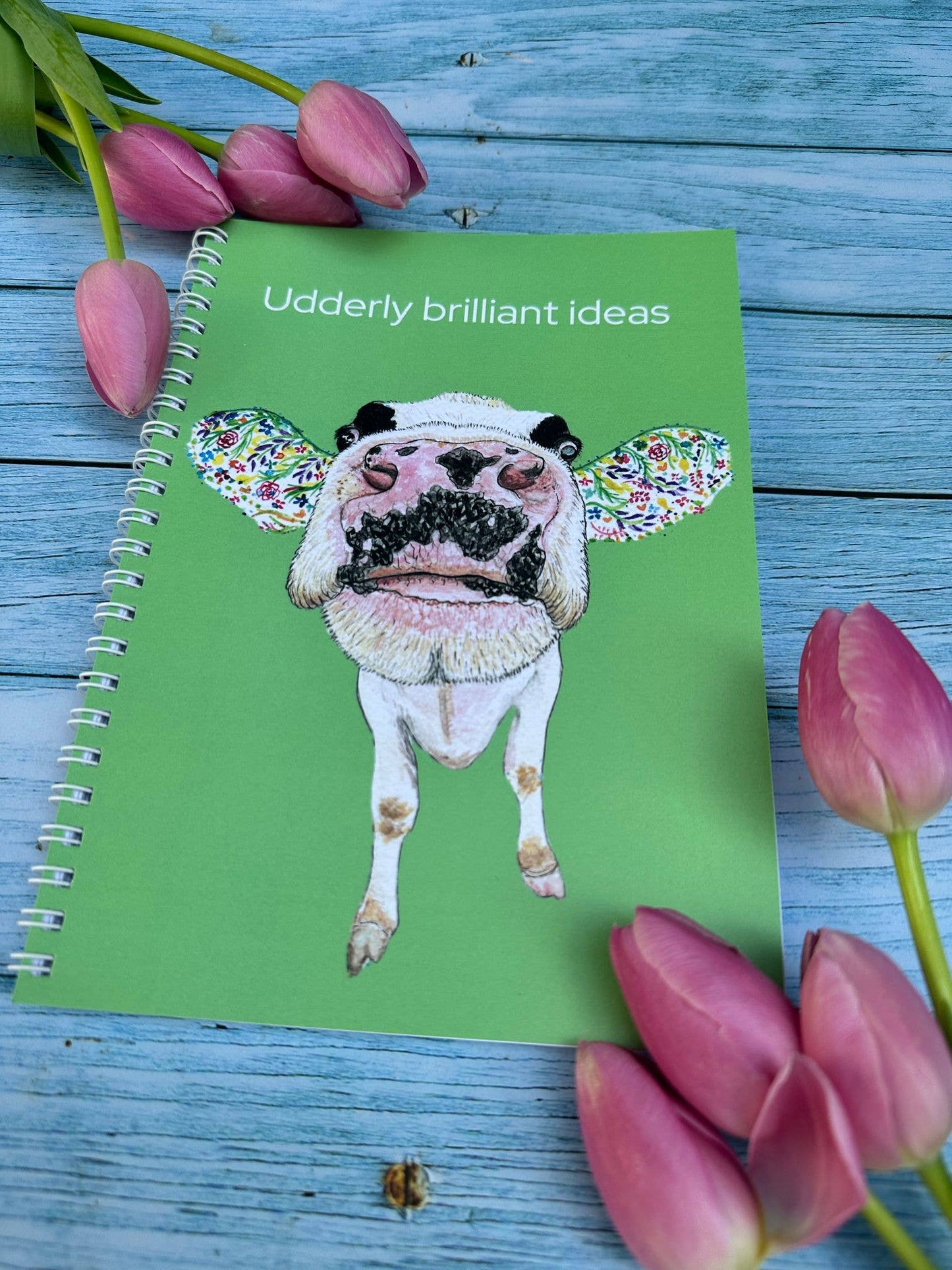 Jen Winnett Eco Artist - Dairy Cow Lined Eco Friendly A5 Notebook UK Made Notepad