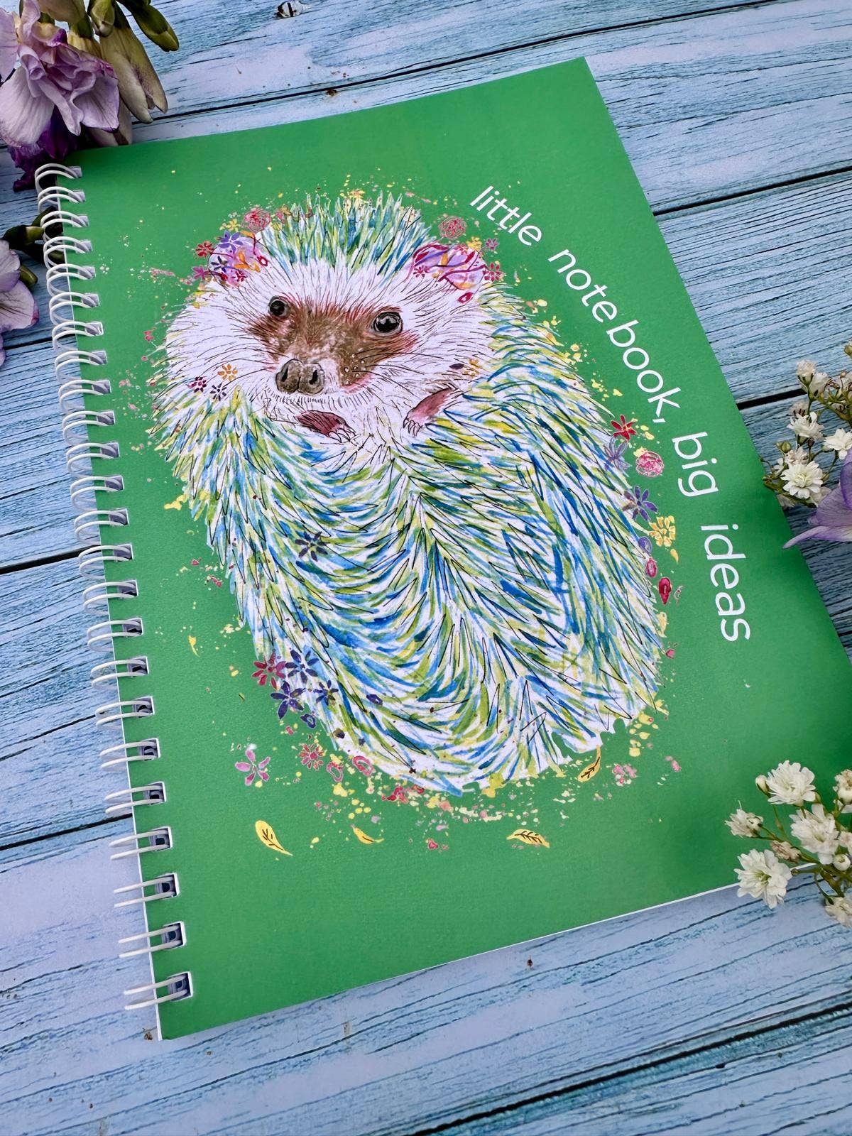 Jen Winnett Eco Artist - Hedgehog Lined Eco Friendly A5 Notebook UK Made Cute Notepad