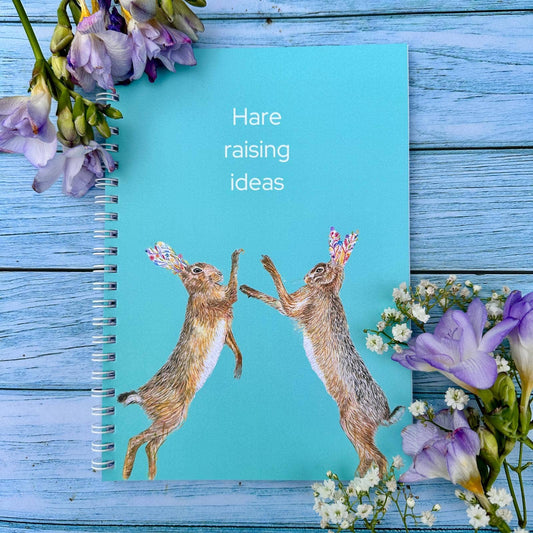 Jen Winnett Eco Artist - Hares Lined Eco Friendly A5 Notebook UK Made Cute Notepad