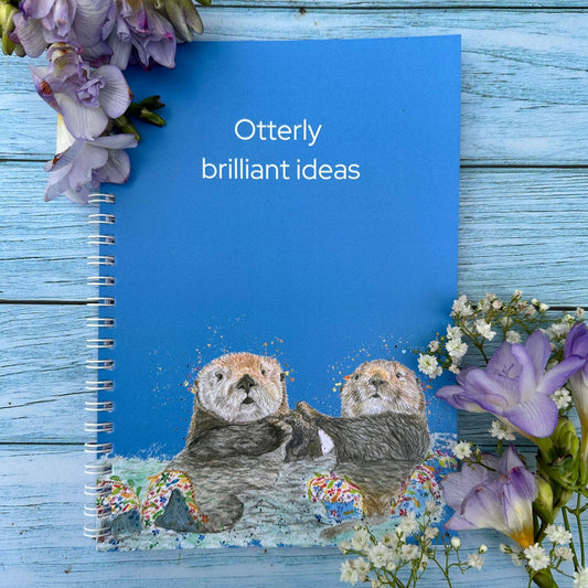 Jen Winnett Eco Artist - Otter Lined Eco Friendly A5 Notebook UK Made Cute Notepad