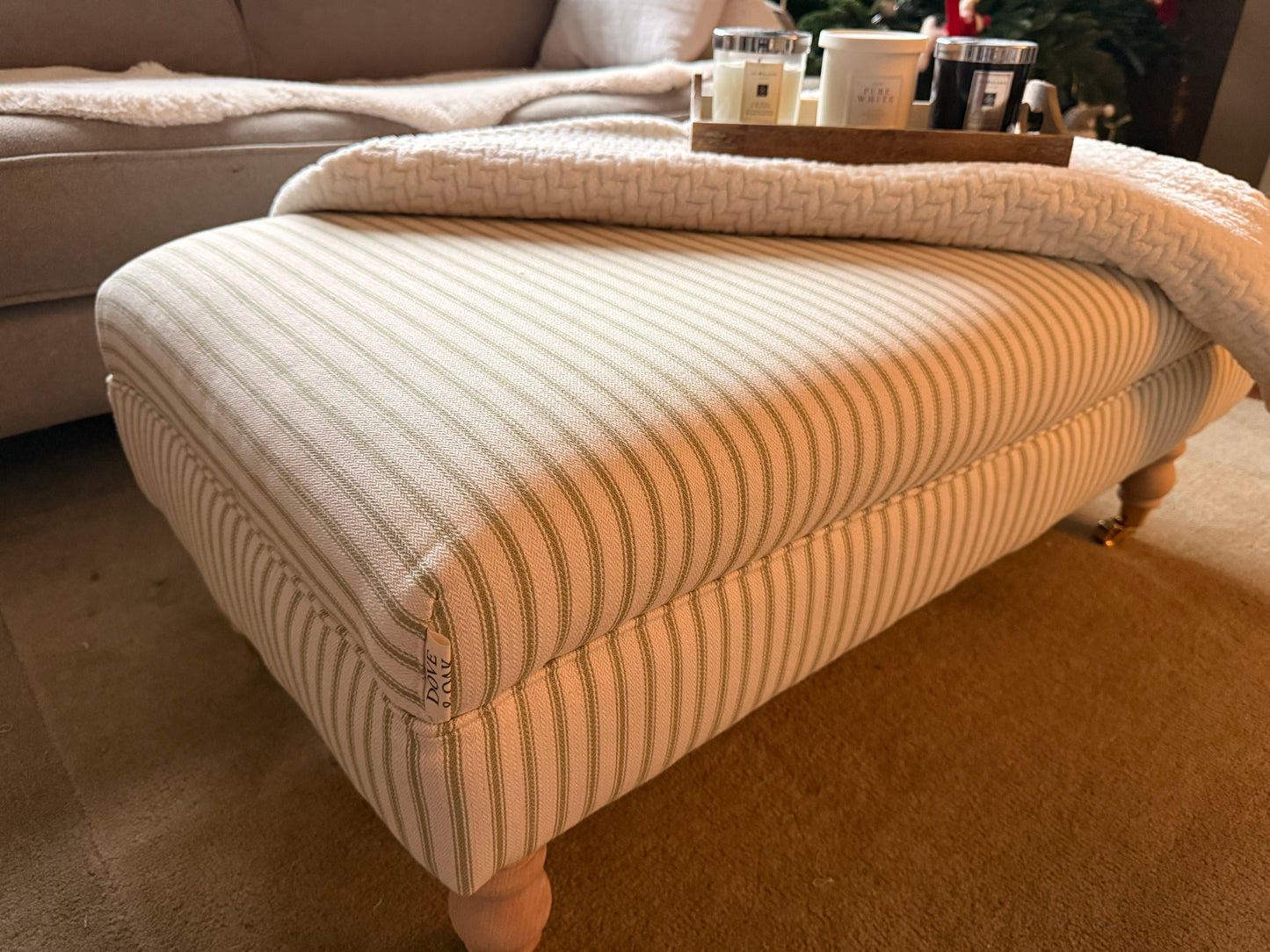 The Belgravia Bench/Footstool in Ticking Stripe