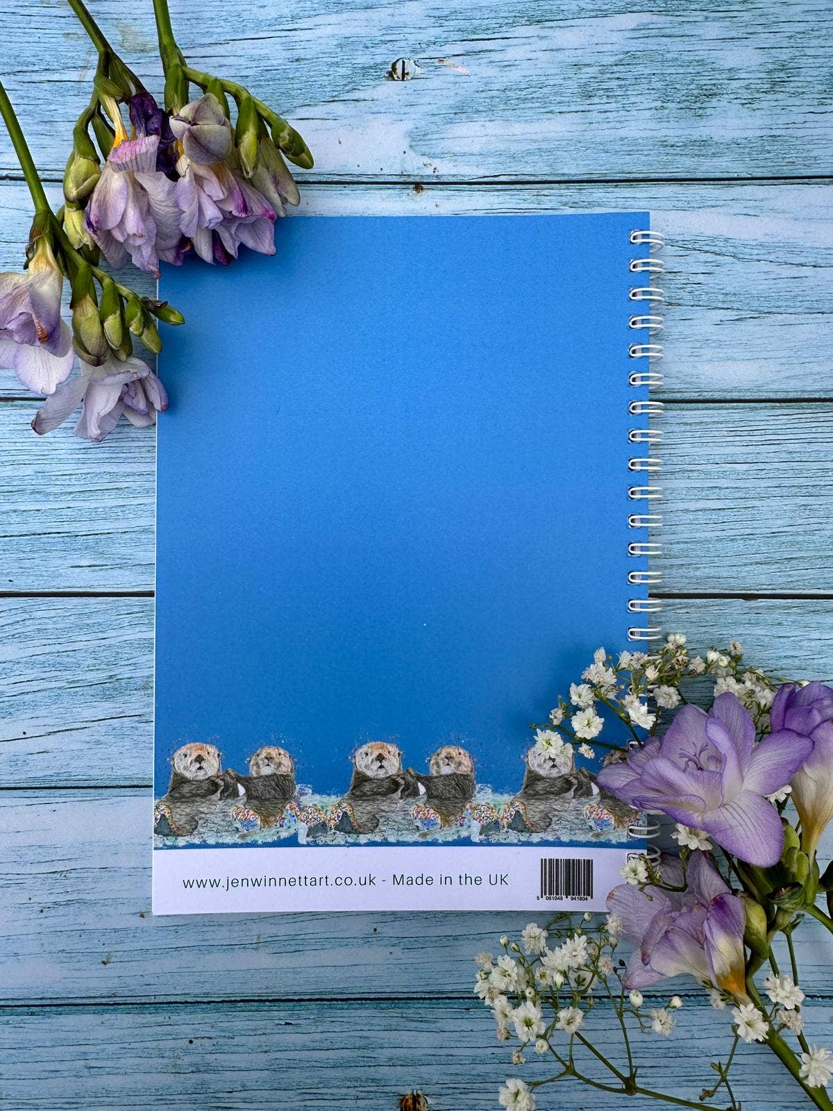 Jen Winnett Eco Artist - Otter Lined Eco Friendly A5 Notebook UK Made Cute Notepad