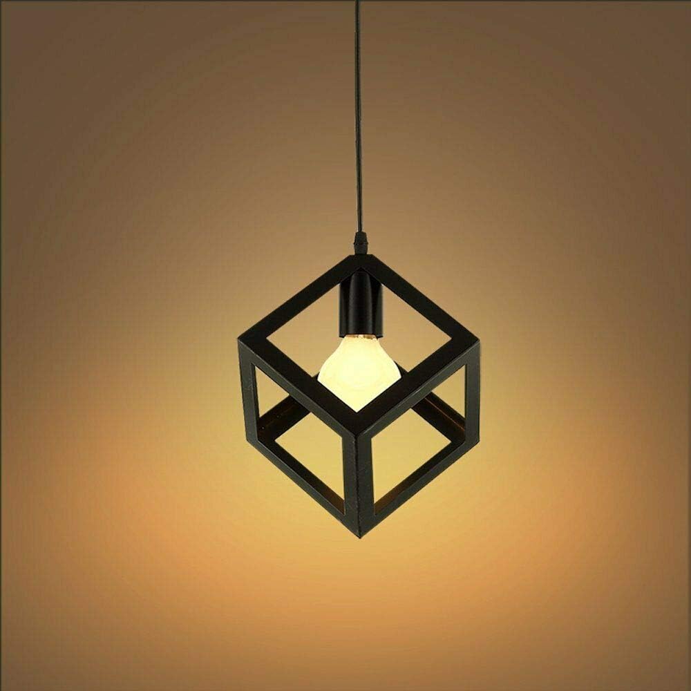 3 Head Black Square Wire Cage Bar Triple Hanging Pendant Light ~5297