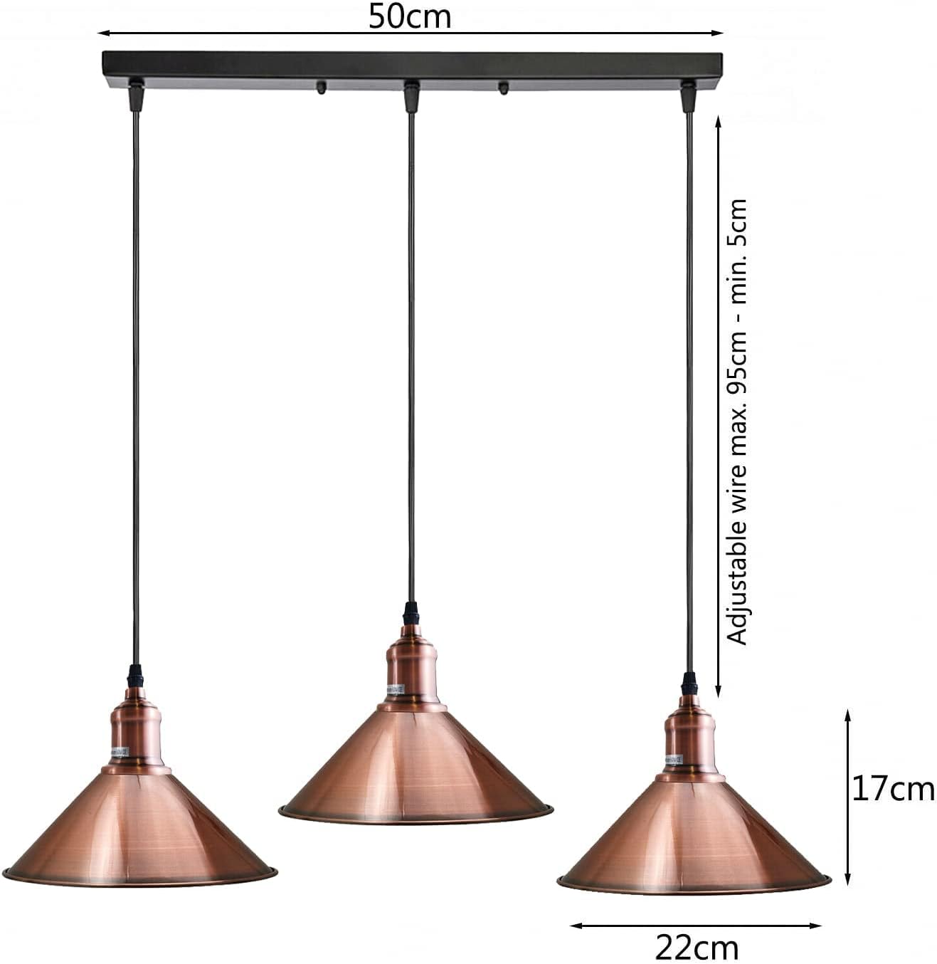 3 Head Vintage Industrial Hanging Metal Pendant Light Fixture~5299-2