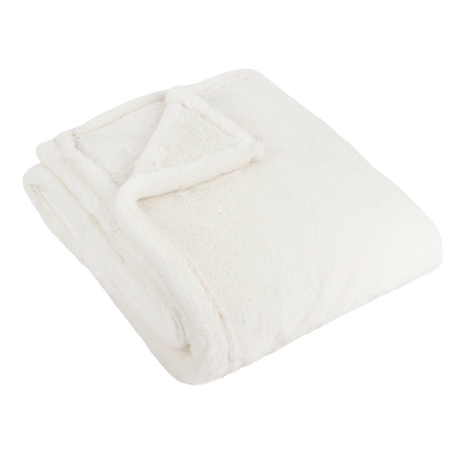 Kallu Double-Sided Faux-Fur Throw Ecru