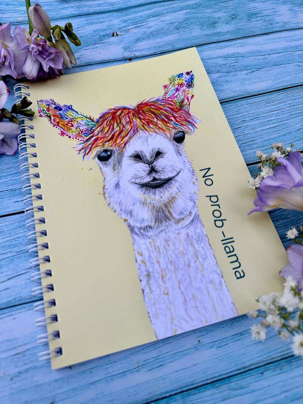 Jen Winnett Eco Artist - Llama Lined Eco Friendly A5 Notebook UK Made Cute Notepad