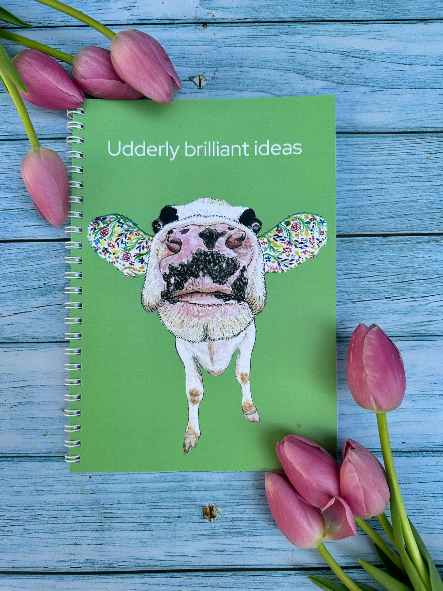 Jen Winnett Eco Artist - Dairy Cow Lined Eco Friendly A5 Notebook UK Made Notepad