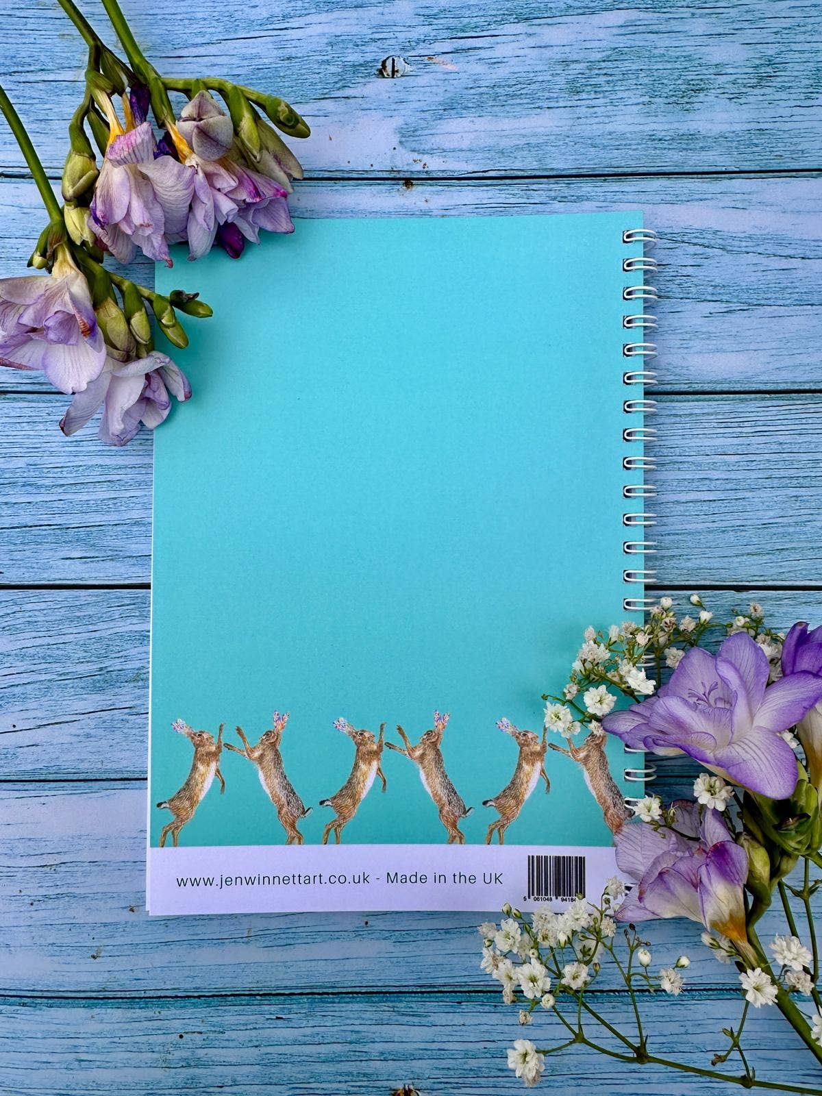 Jen Winnett Eco Artist - Hares Lined Eco Friendly A5 Notebook UK Made Cute Notepad