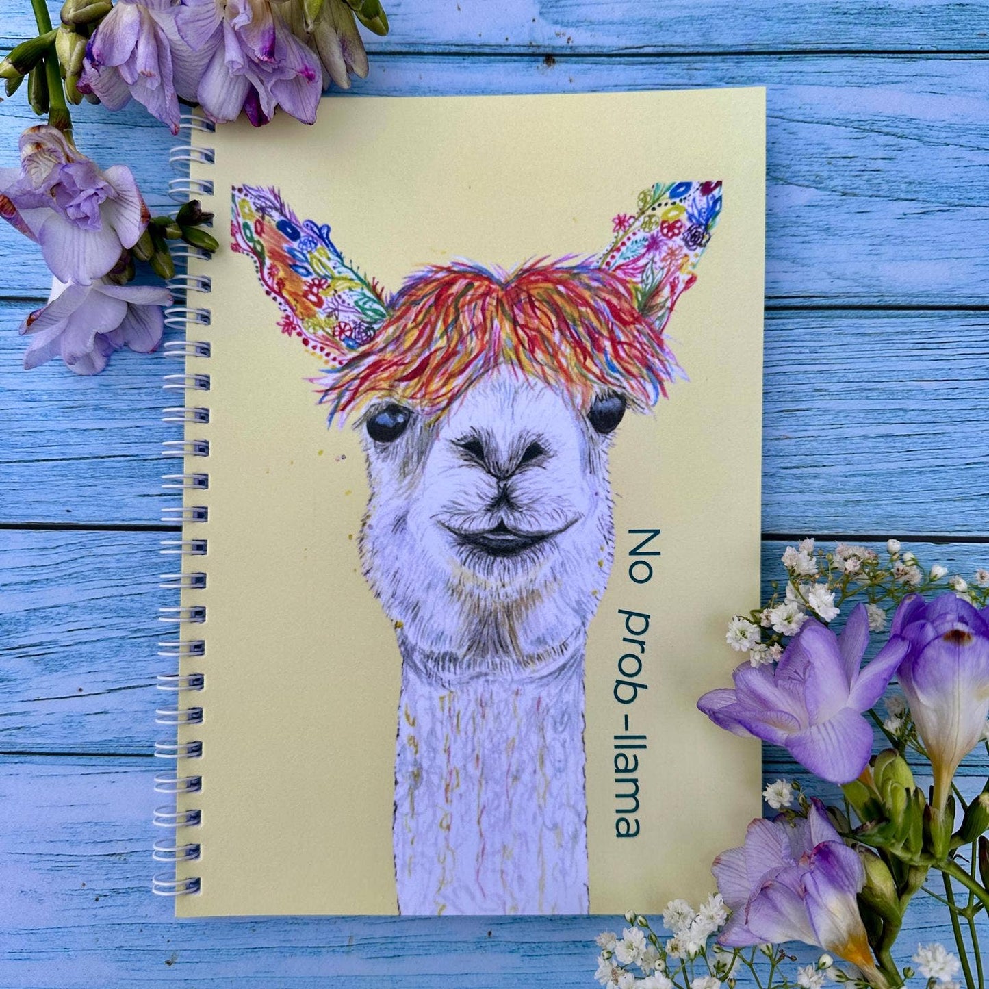 Jen Winnett Eco Artist - Llama Lined Eco Friendly A5 Notebook UK Made Cute Notepad