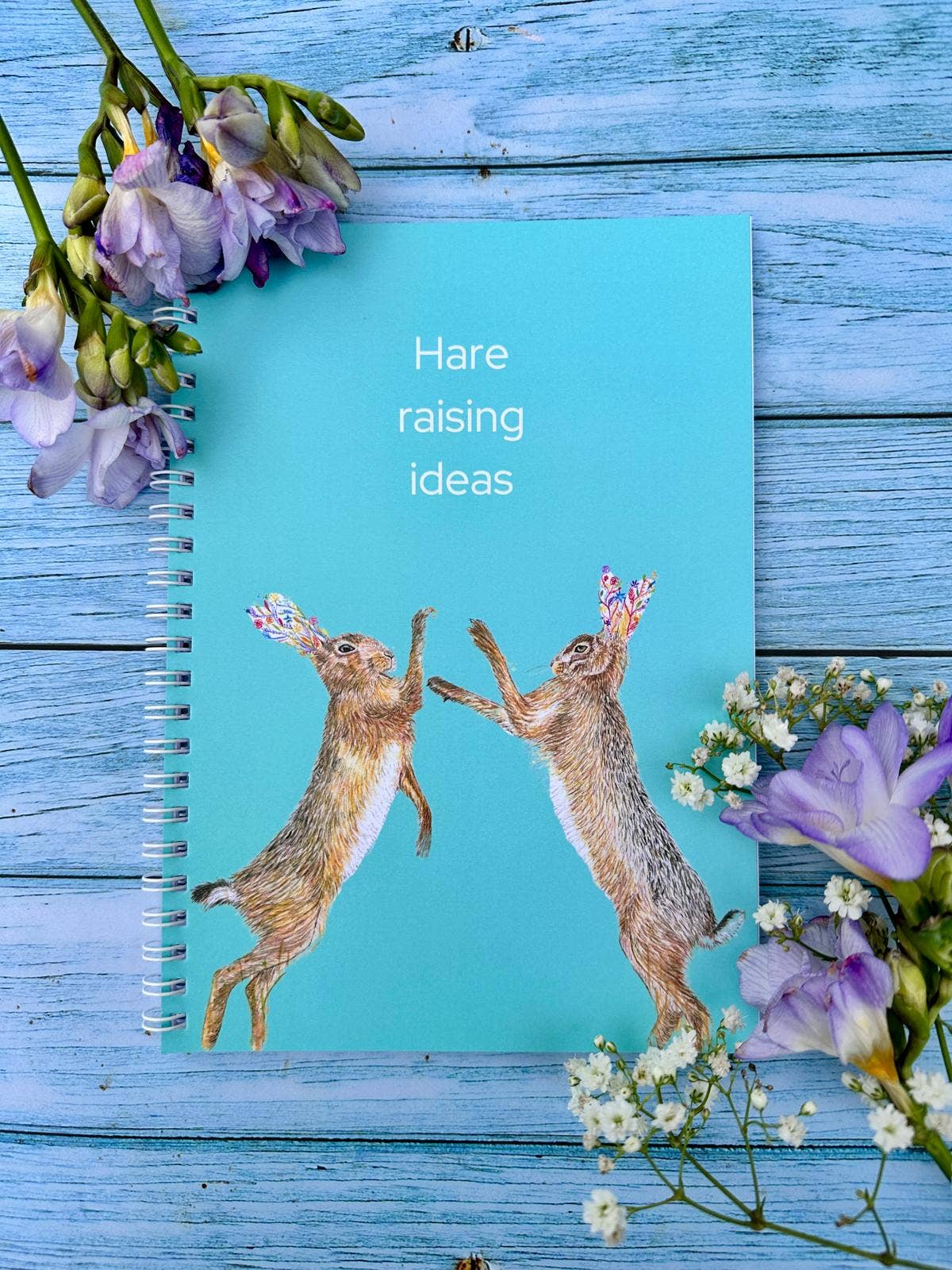 Jen Winnett Eco Artist - Hares Lined Eco Friendly A5 Notebook UK Made Cute Notepad