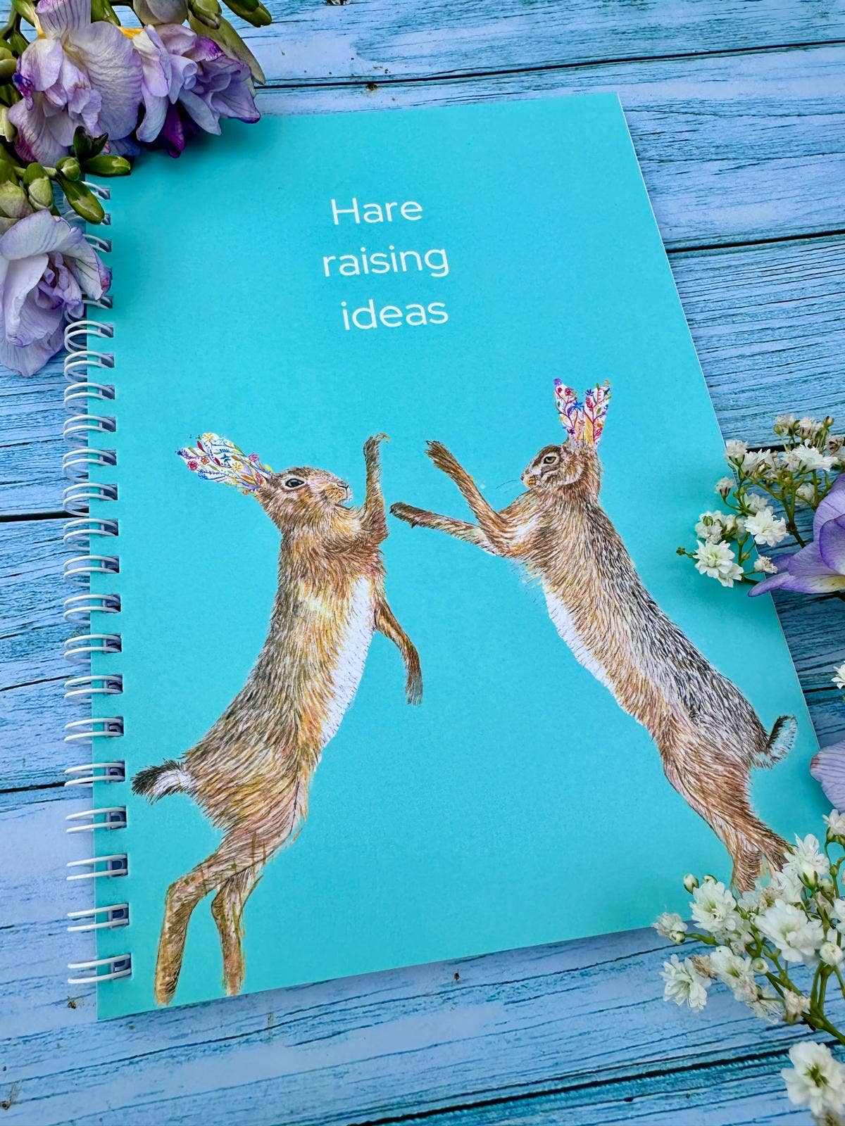 Jen Winnett Eco Artist - Hares Lined Eco Friendly A5 Notebook UK Made Cute Notepad