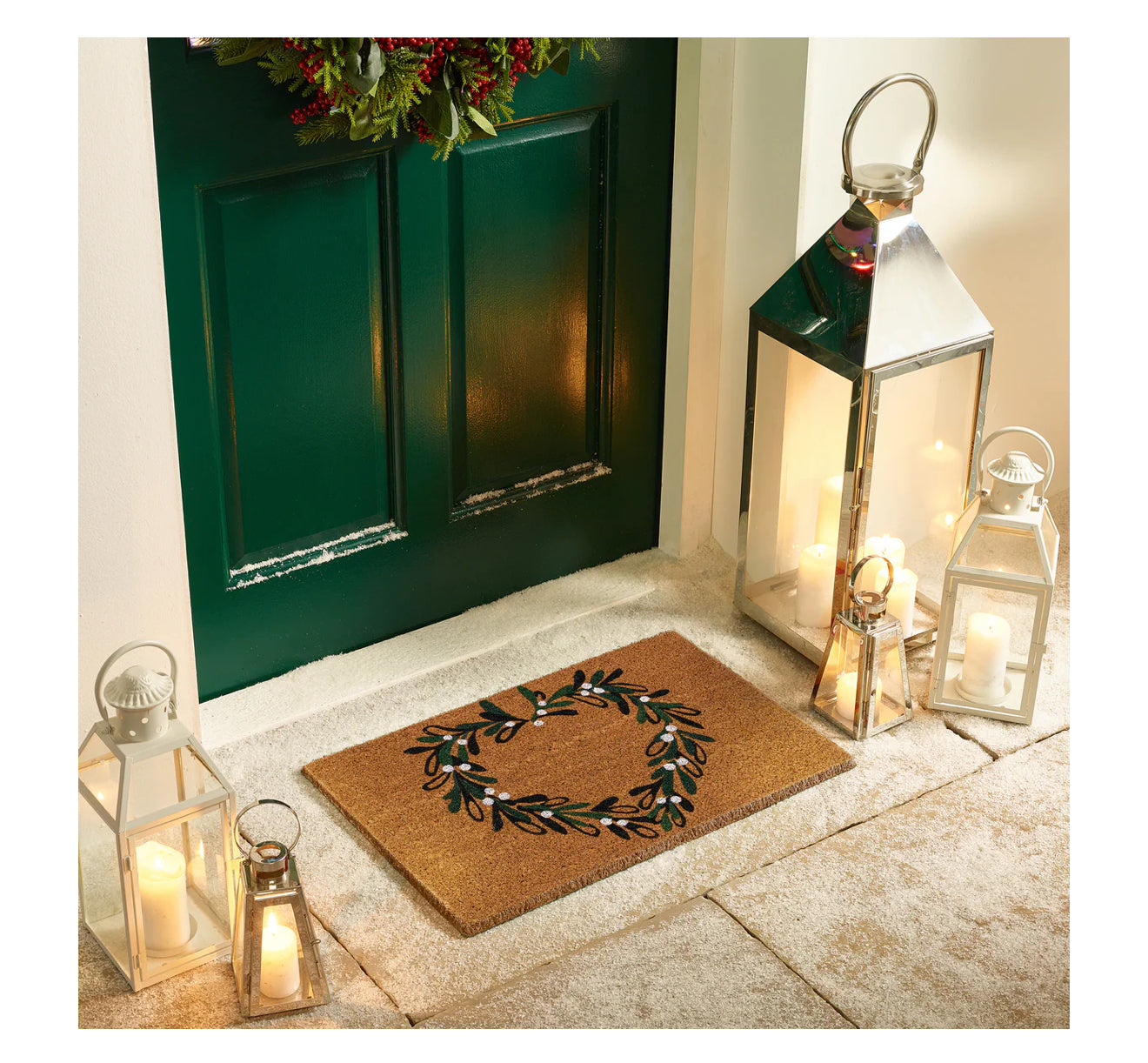 My Mat Printed Coir Mistletoe Heart