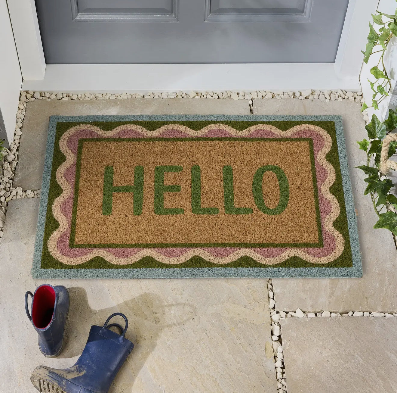 My Mat Printed Coir
Hello with Scalloped Design