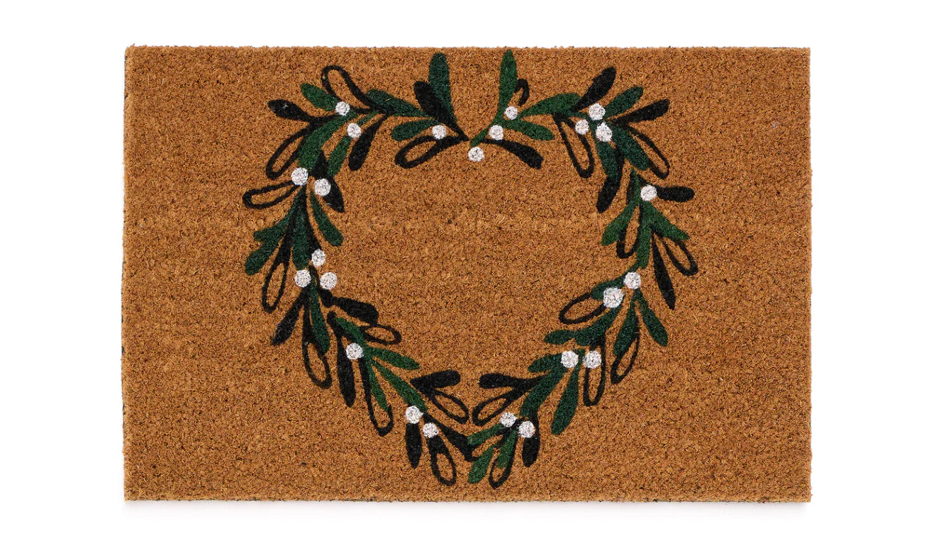 My Mat Printed Coir Mistletoe Heart