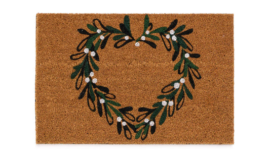 My Mat Printed Coir Mistletoe Heart