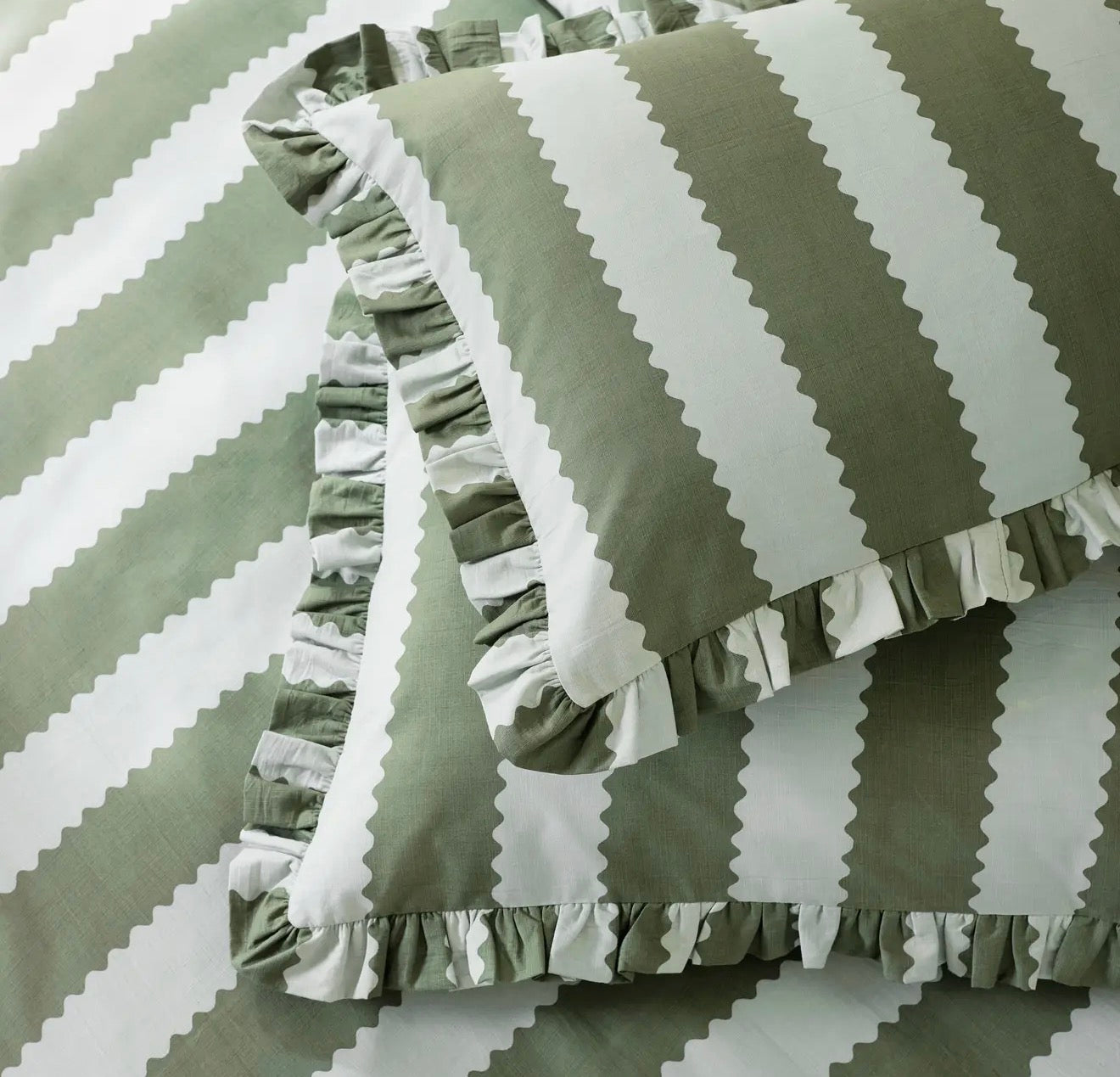 Birdie Stripe Ruffle Pillowcase Pair