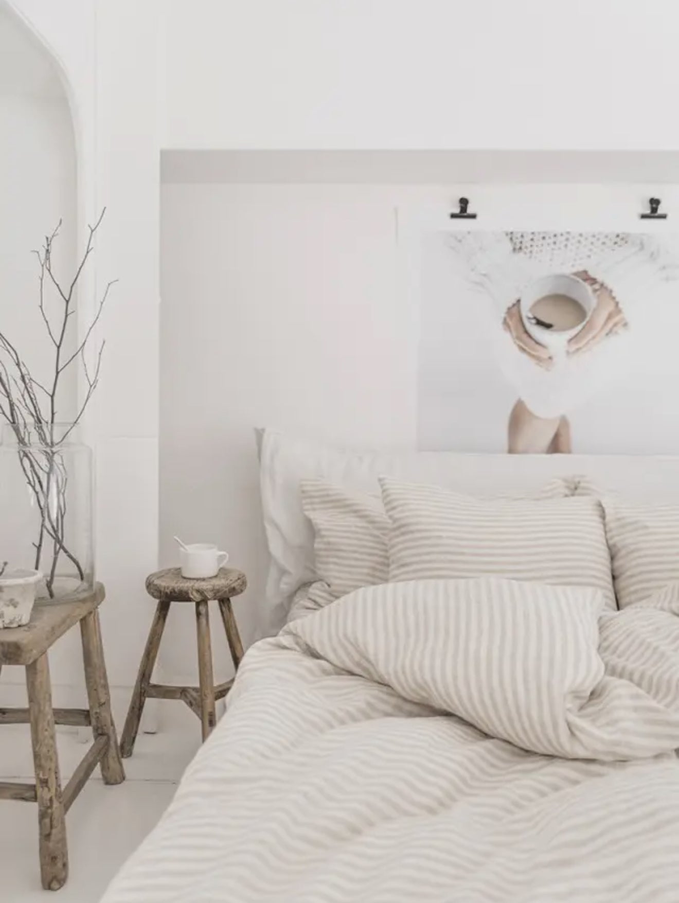 The Pantry Striped Natural Linen Duvet Cover Set