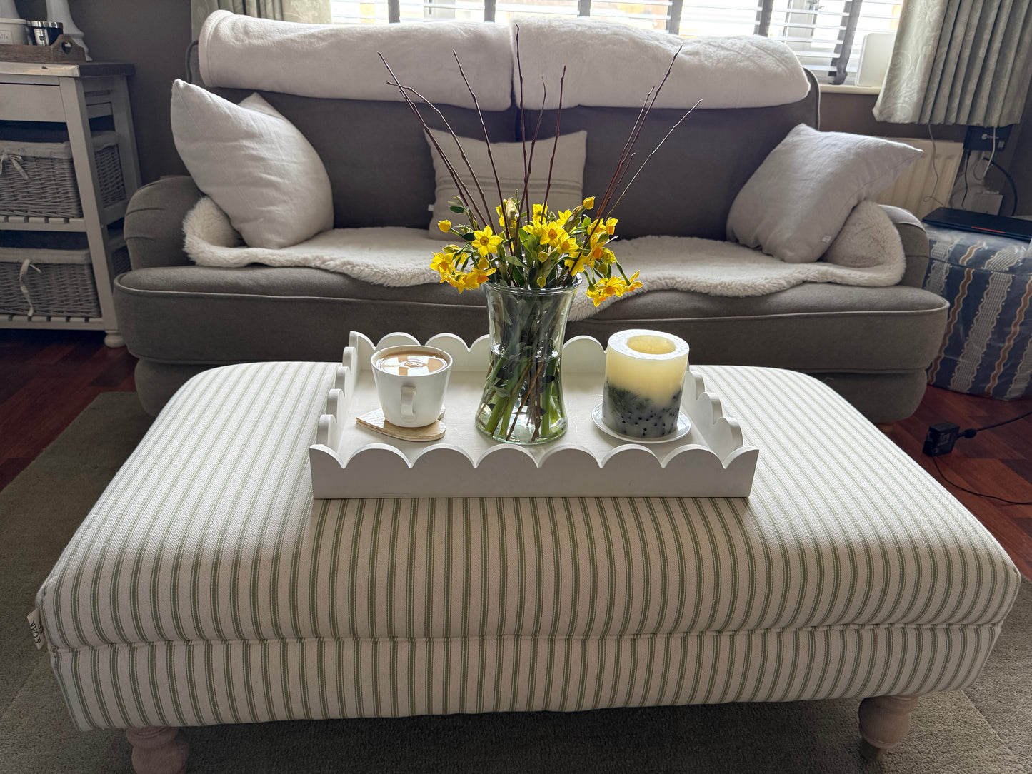 The Belgravia Bench/Footstool/Large Ottoman in The Pantry Stripe