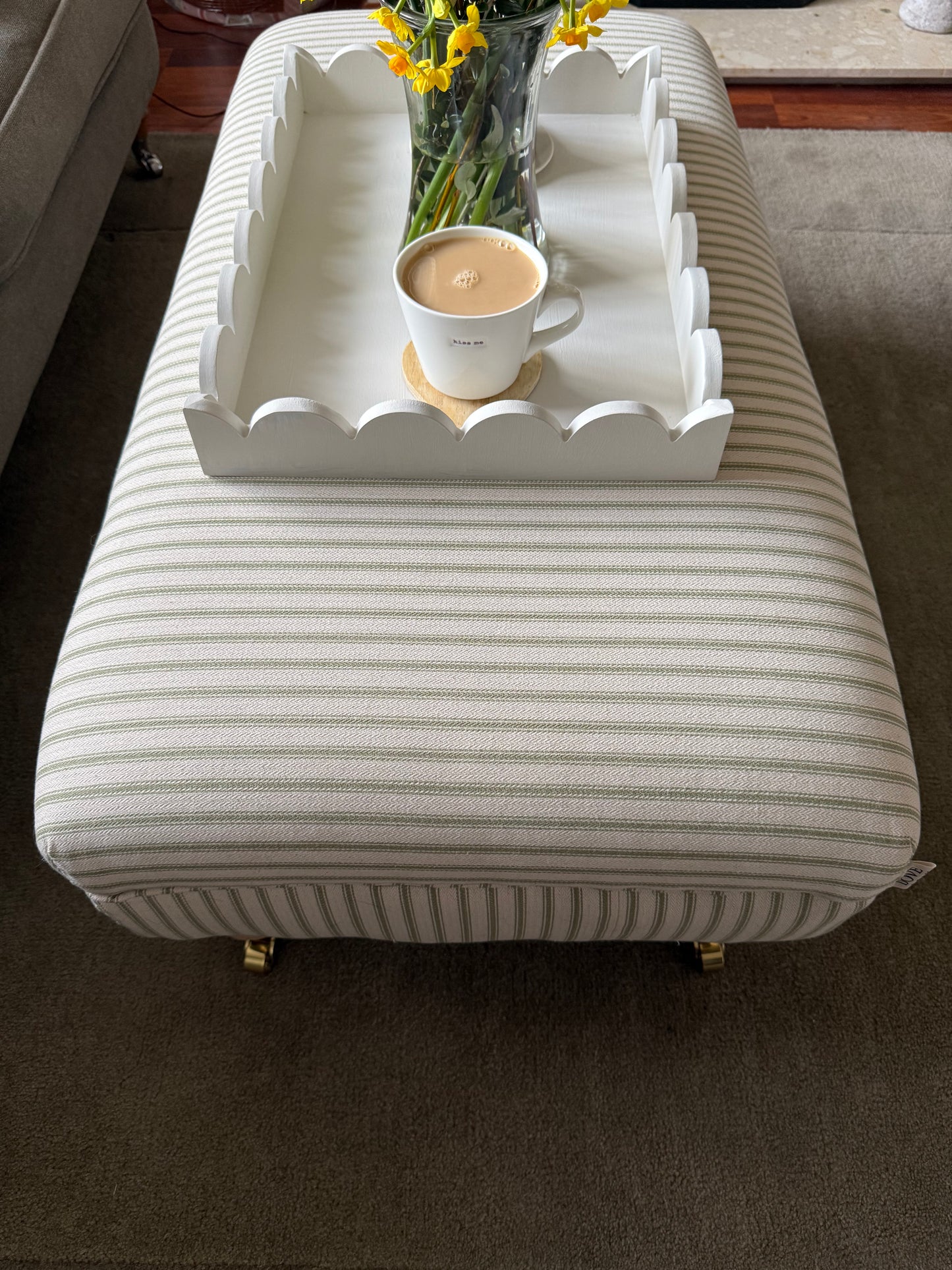 The Belgravia Bench/Footstool/Large Ottoman in The Pantry Stripe