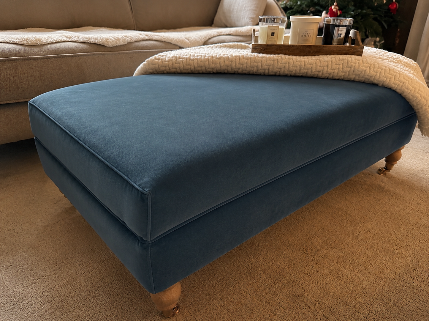 The Belgravia Bench/Footstool in Omega Velvet