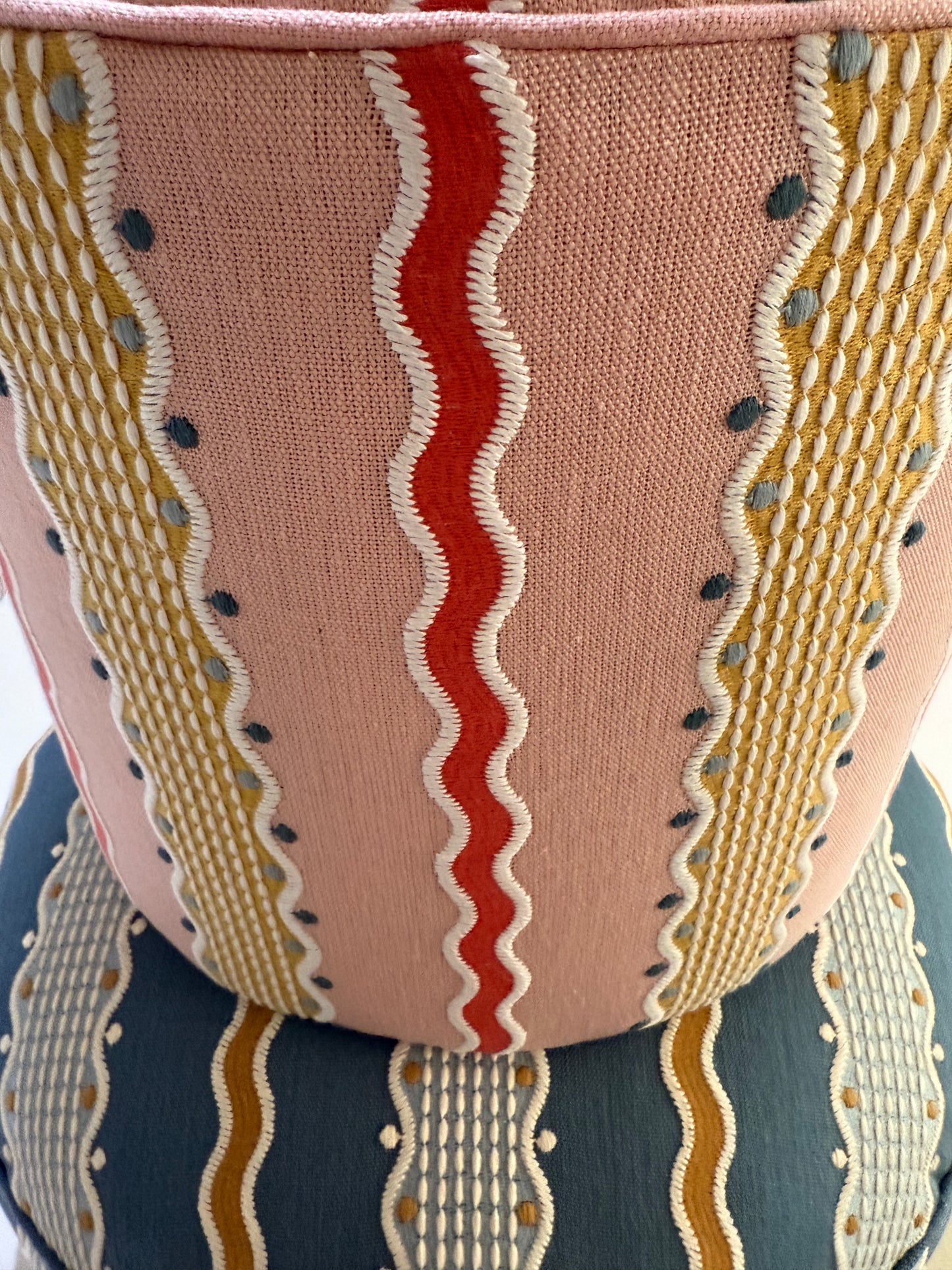 The Paddington Round Footstool/pouffe in Hermia Embroidered