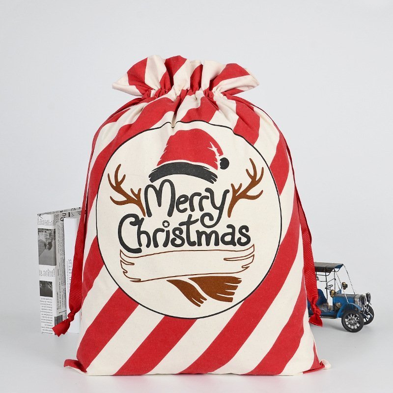 NNEDSZ 50x70cm Canvas Hessian Christmas Santa Sack Xmas Stocking Reindeer Kids Gift Bag, Red - Merry Xmas w Antler-0
