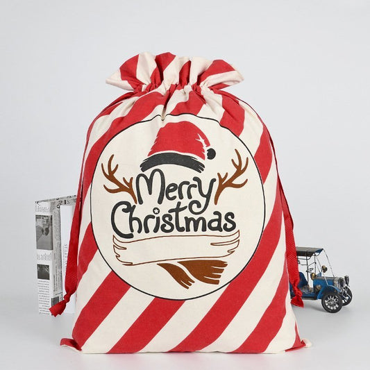 NNEDSZ 50x70cm Canvas Hessian Christmas Santa Sack Xmas Stocking Reindeer Kids Gift Bag, Red - Merry Xmas w Antler-0