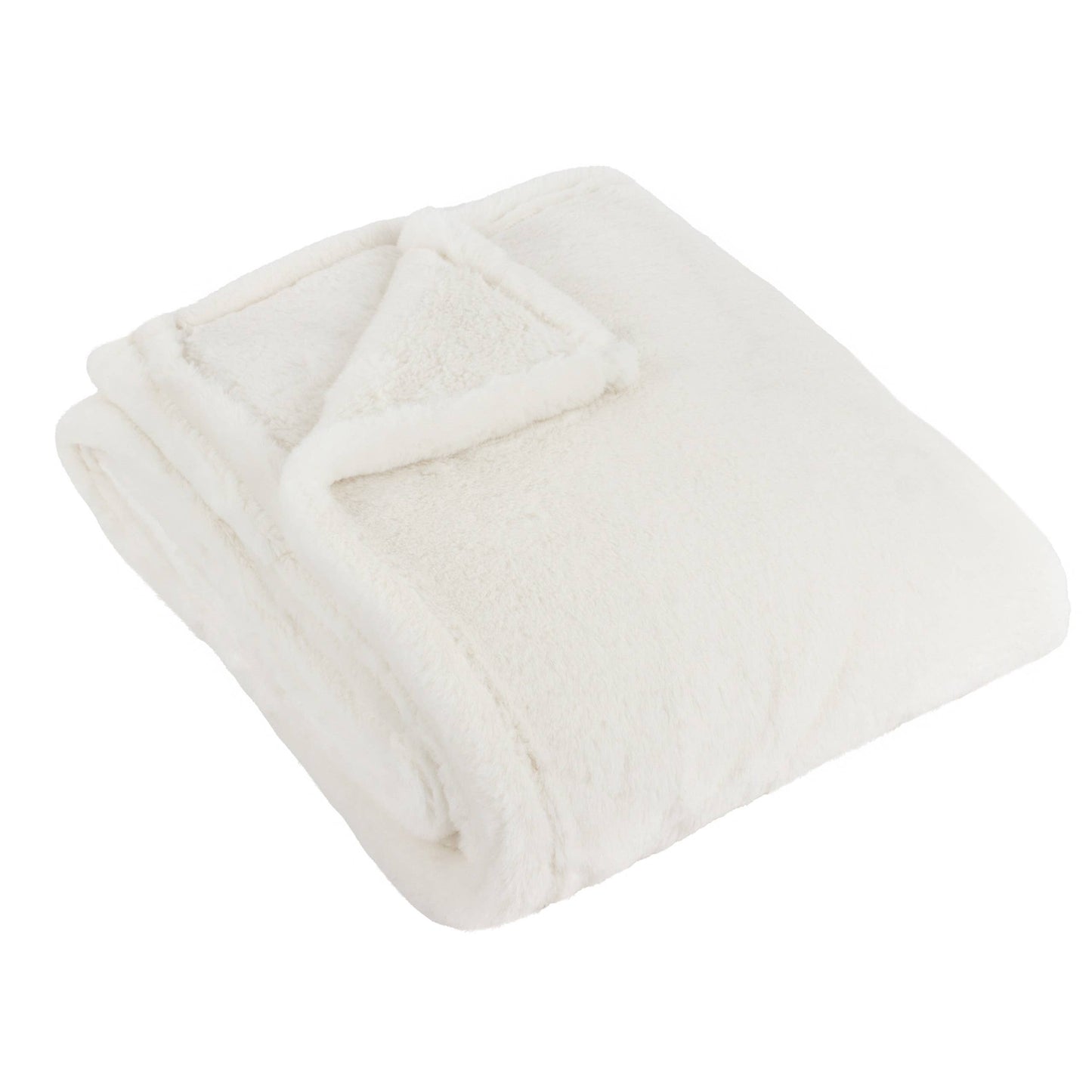 Kallu Double-Sided Faux-Fur Throw Ecru