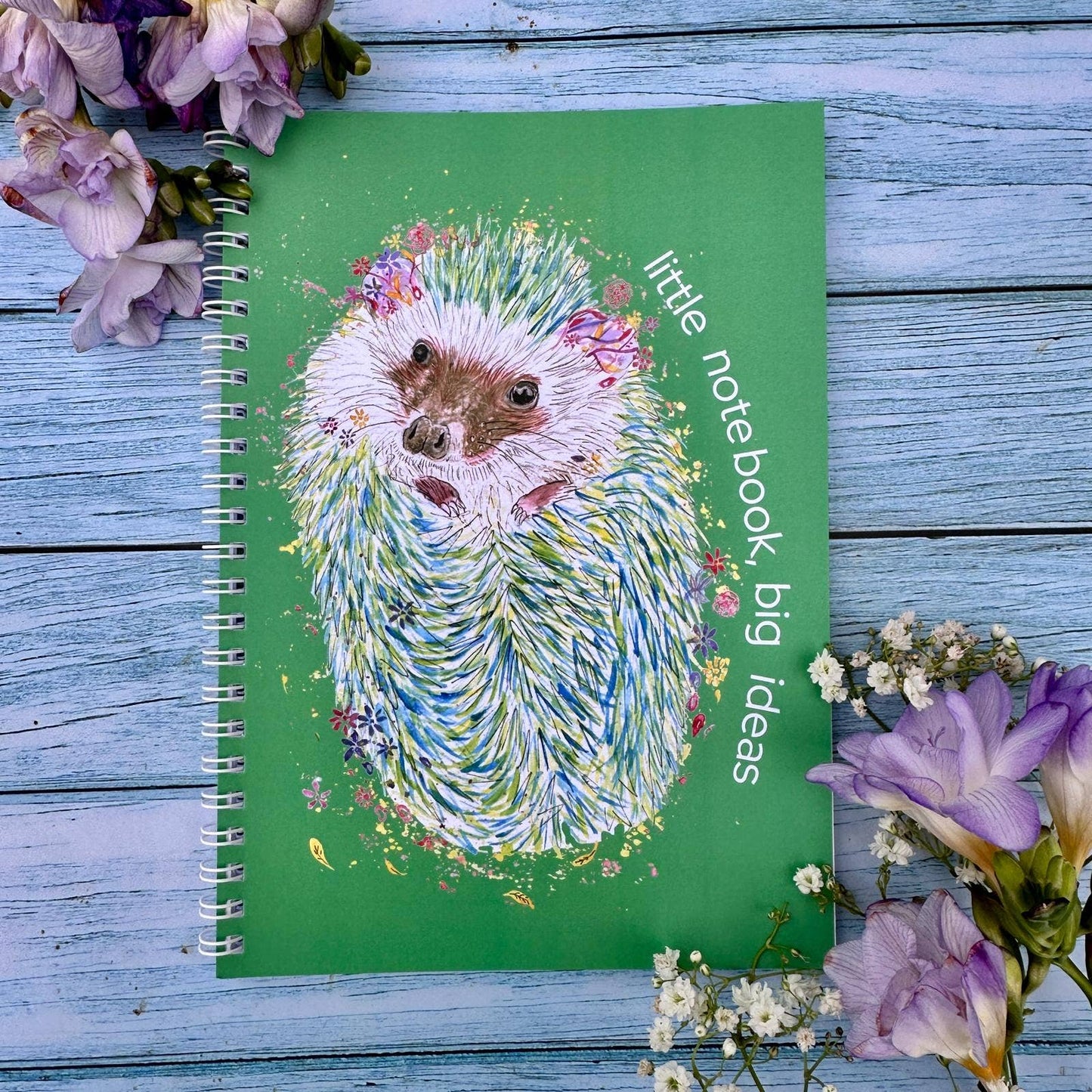 Jen Winnett Eco Artist - Hedgehog Lined Eco Friendly A5 Notebook UK Made Cute Notepad