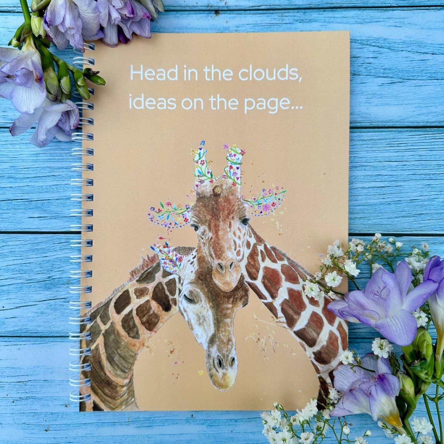 Jen Winnett Eco Artist - Giraffe Lined Eco Friendly A5 Notebook UK Made Cute Notepad