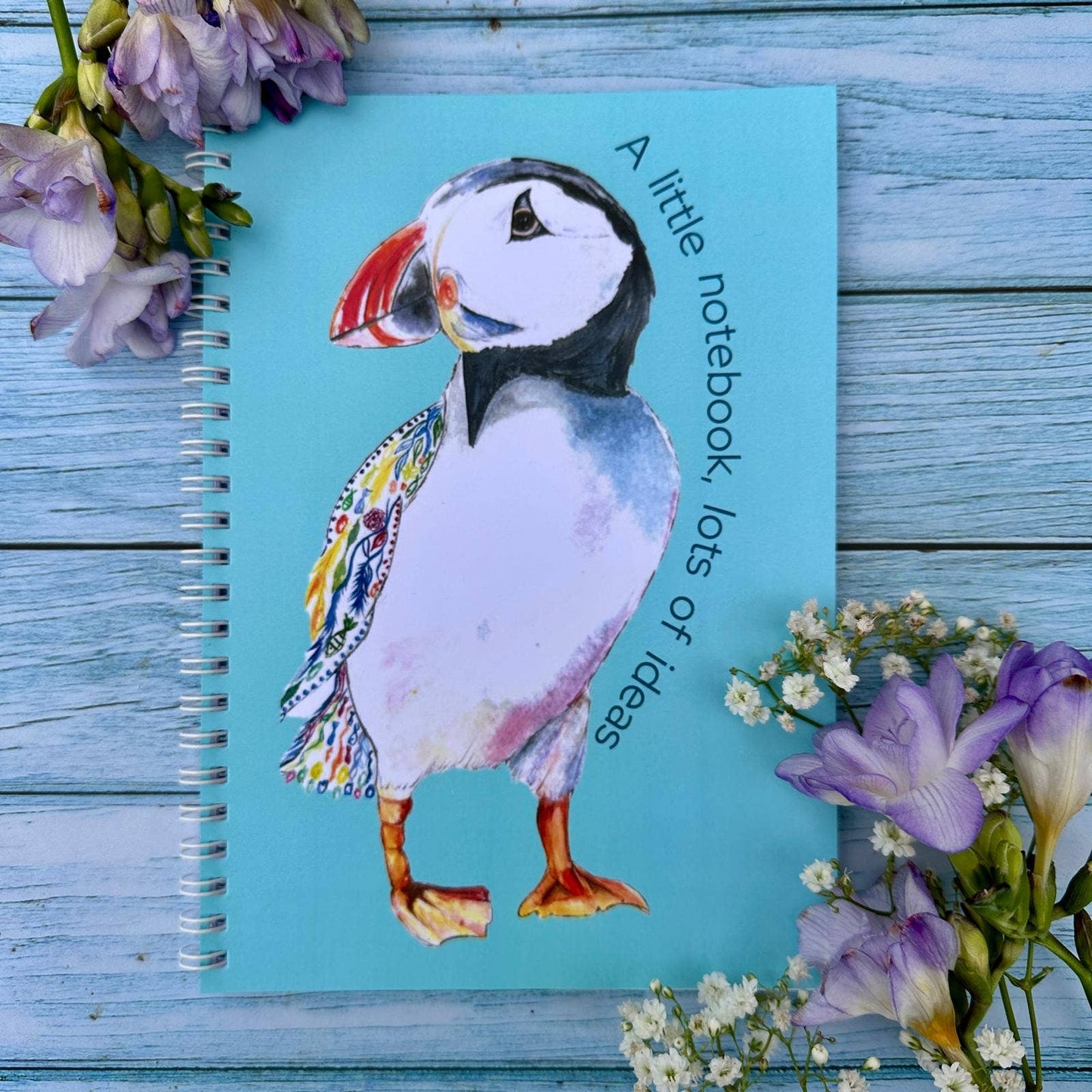Jen Winnett Eco Artist - Puffin Lined Eco Friendly A5 Notebook UK Made Cute Notepad