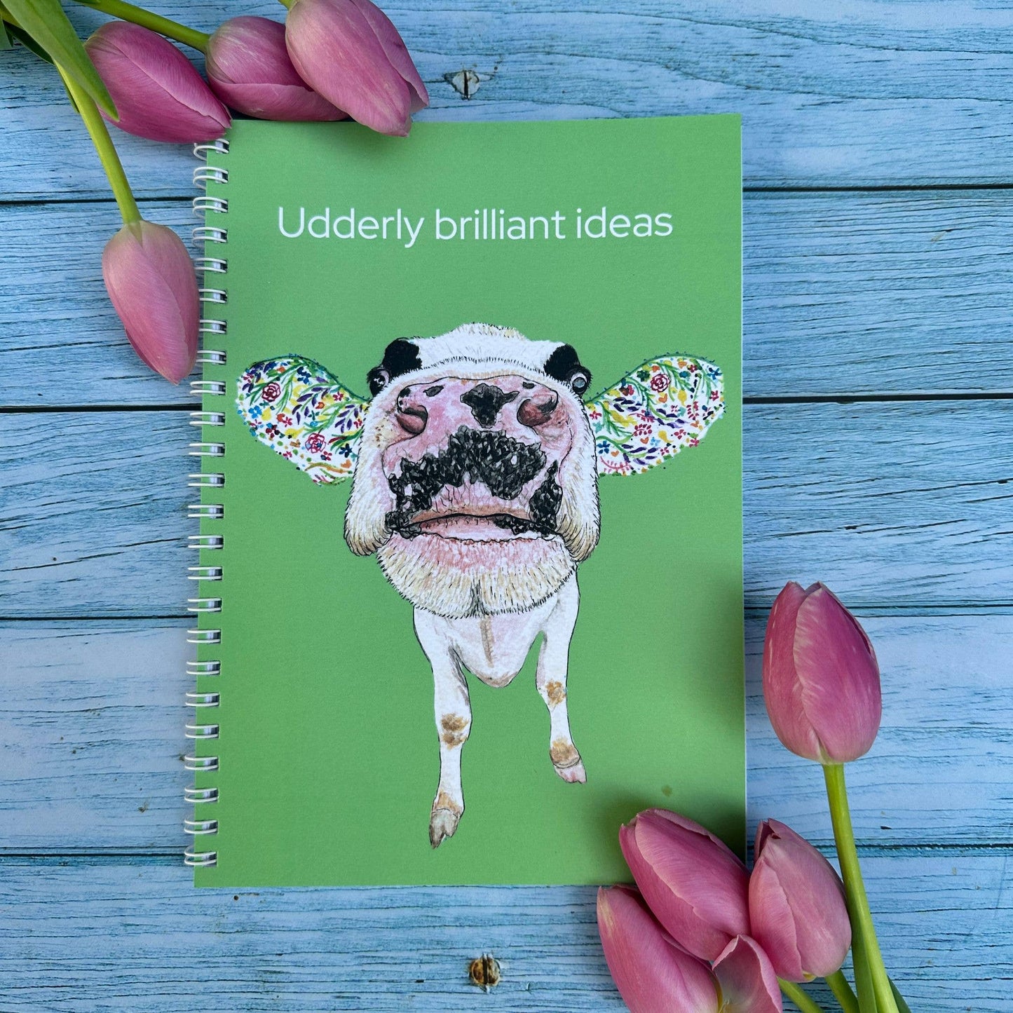 Jen Winnett Eco Artist - Dairy Cow Lined Eco Friendly A5 Notebook UK Made Notepad