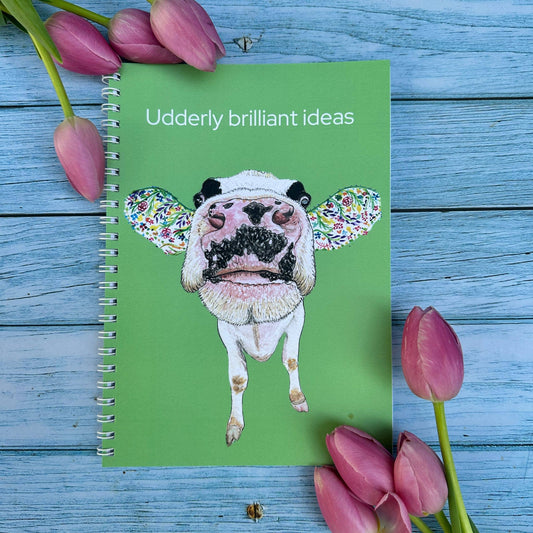 Jen Winnett Eco Artist - Dairy Cow Lined Eco Friendly A5 Notebook UK Made Notepad