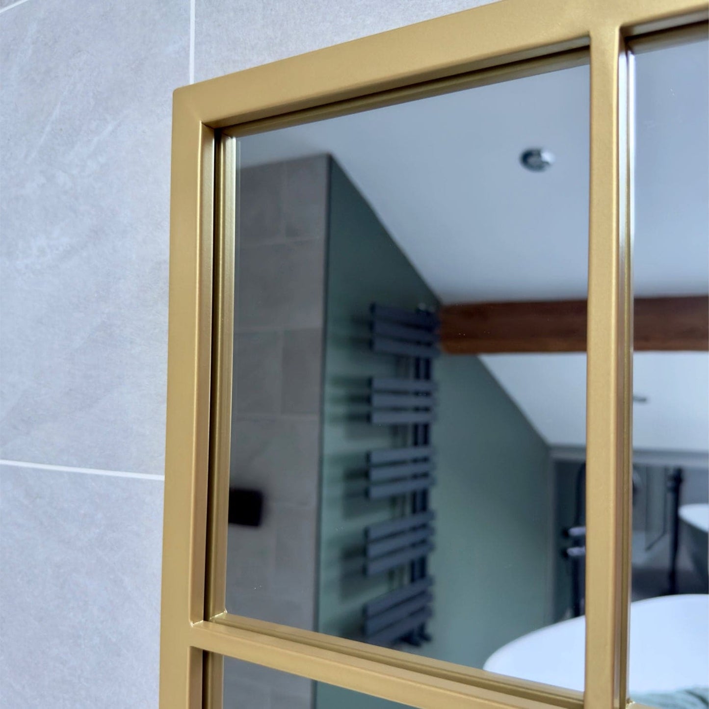 Kyō - Full Length Gold Metal Rectangle Lattice Grid Mirror - 150cm x 60cm-1