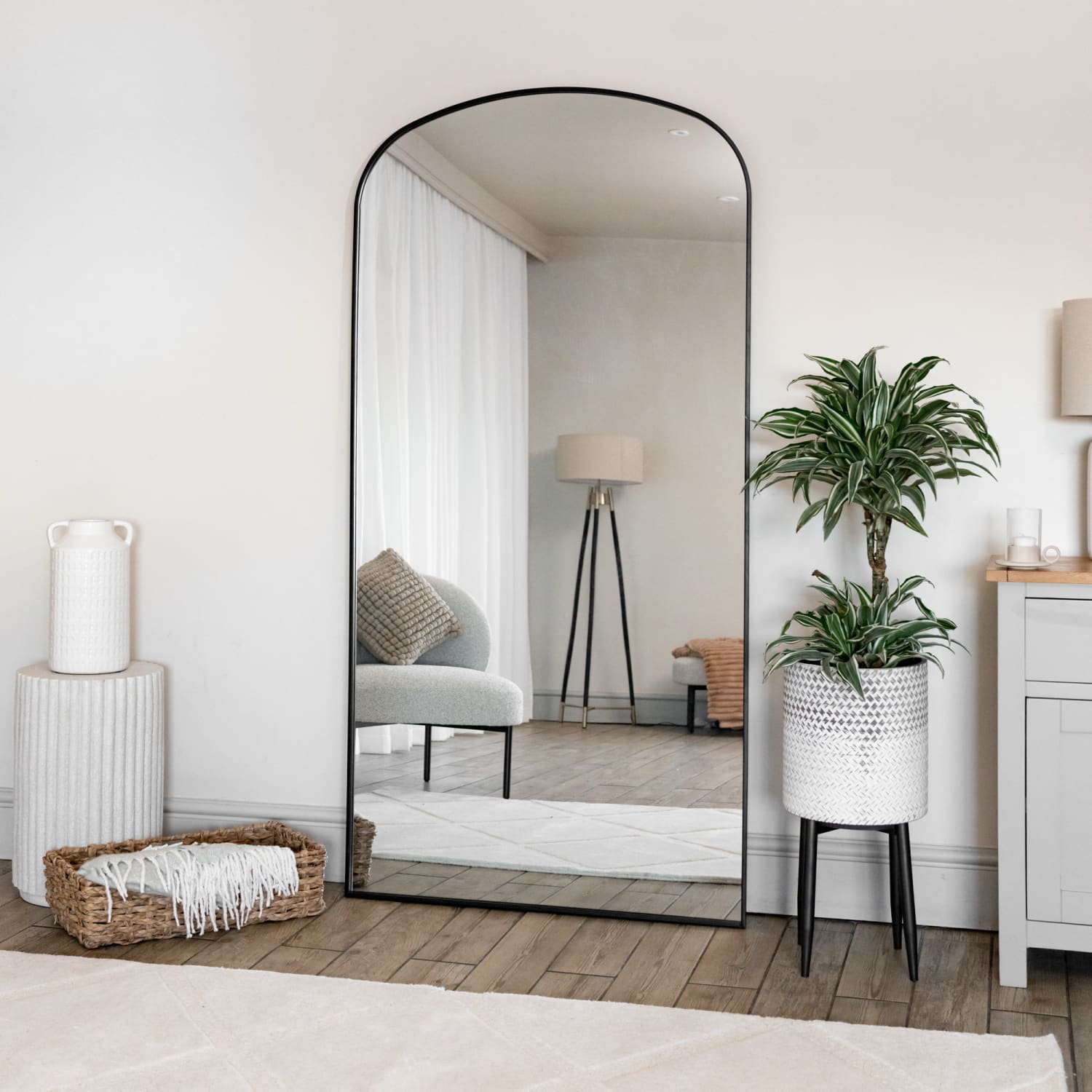 Yoko - Full Length Black Metal Gentle Arch Mirror - 180cm x 90cm-3