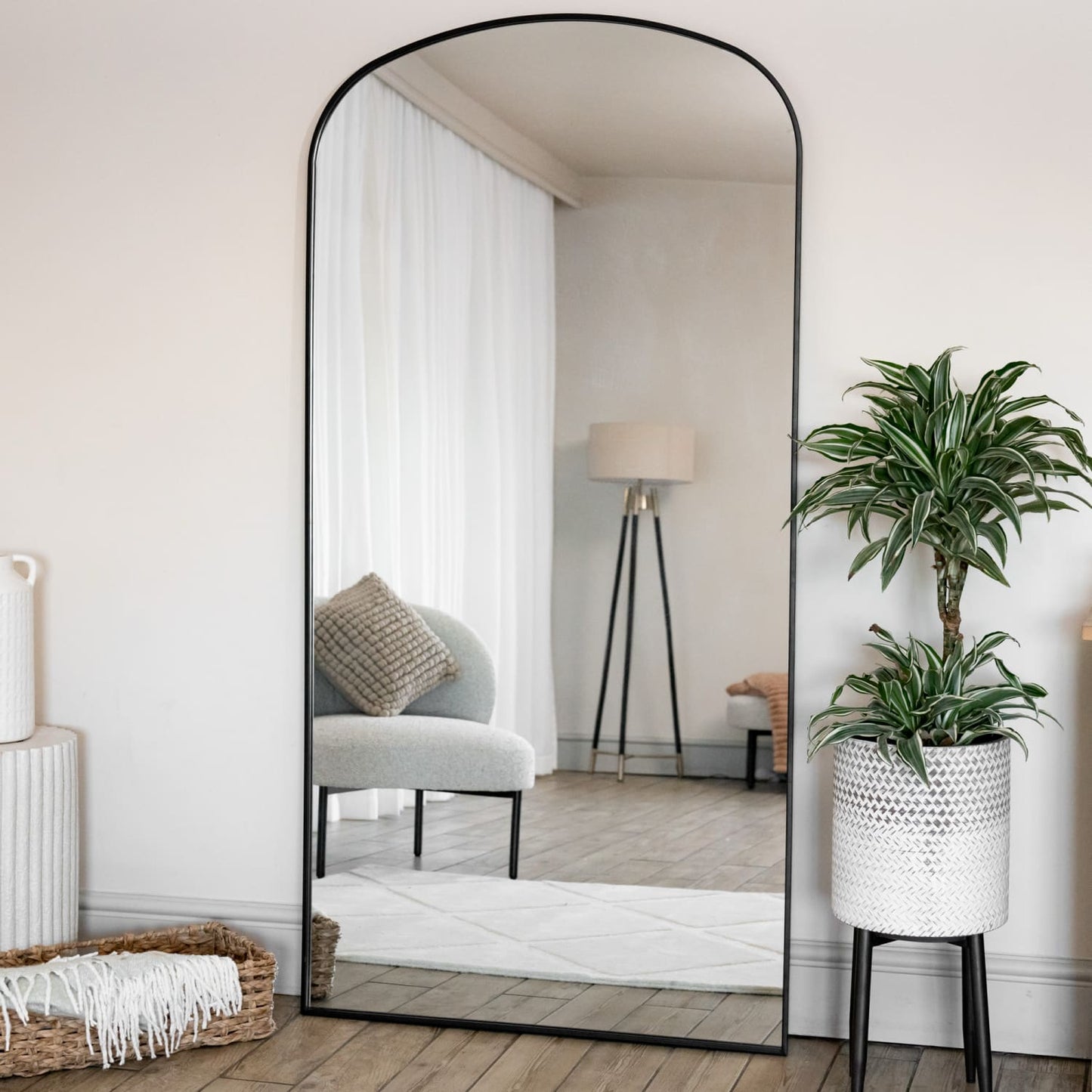 Yoko - Full Length Black Metal Gentle Arch Mirror - 180cm x 90cm-0